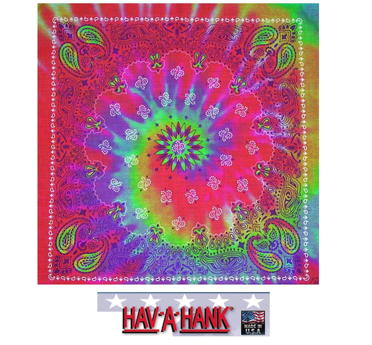 USA MADE Hav-A-Hank TIE DYE PAISLEY Swirl BANDANA BANDANNA SCARF Scarve Head