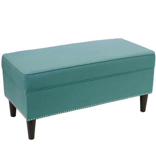 Cara Turquoise Nail Button Storage Bench