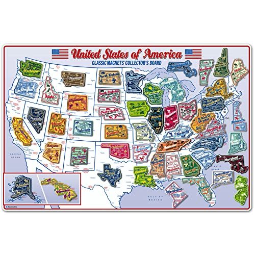 Premium State Map Magnet Collector's Board - 51 Premium Vintage Made in USA Magn