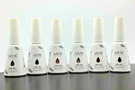Azure Gel Nail Polish Soak Off UV LED 6 Color Set
