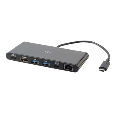 C2G USB C 6-in-1 Mini Dock Hub with HDMI, Ethernet, 2x USB-A, 2x USB-C - Power Delivery up to 60W - 4K 30Hz