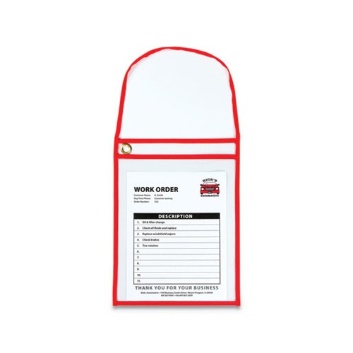 1-Pocket Shop Ticket Holder w/Strap and Red Stitching