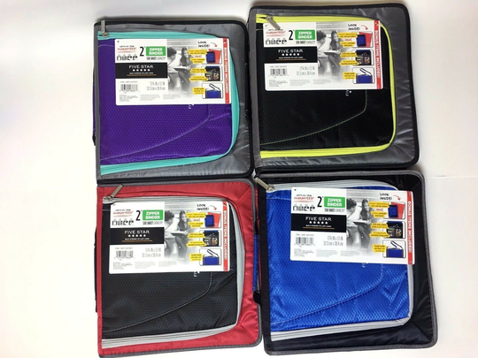 Five Star Zipper Binder 2" 530 Sheet Handle Storage Pocket Shoulder Straps