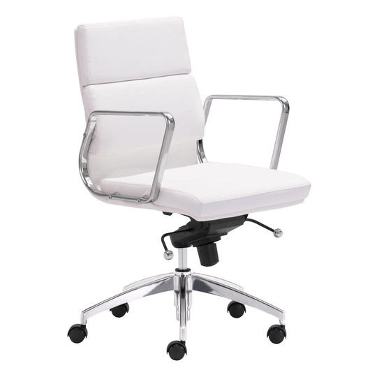 Director Lo-Back Leatherette Office Chair, White
