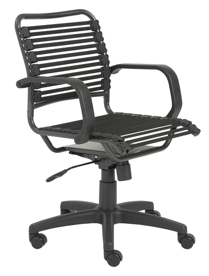 Euro Style Bungie Black Flat Mid Back Office Chair