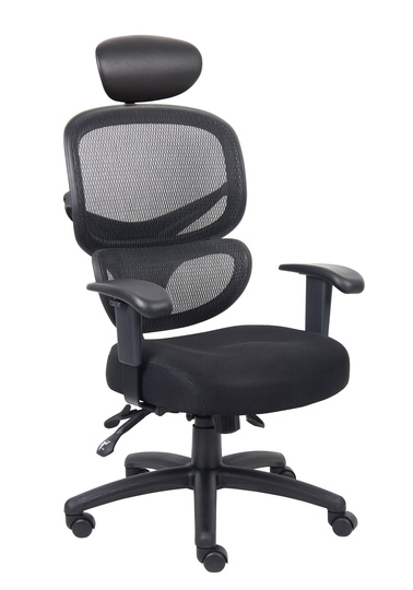 Boss Black Mesh Office Chair with Head Rest
