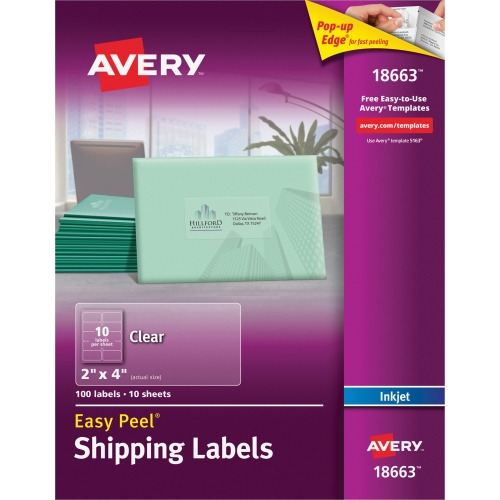 Avery® Address Labels, Sure Feed, 2" x 4" , 100 Clear Labels (18663)