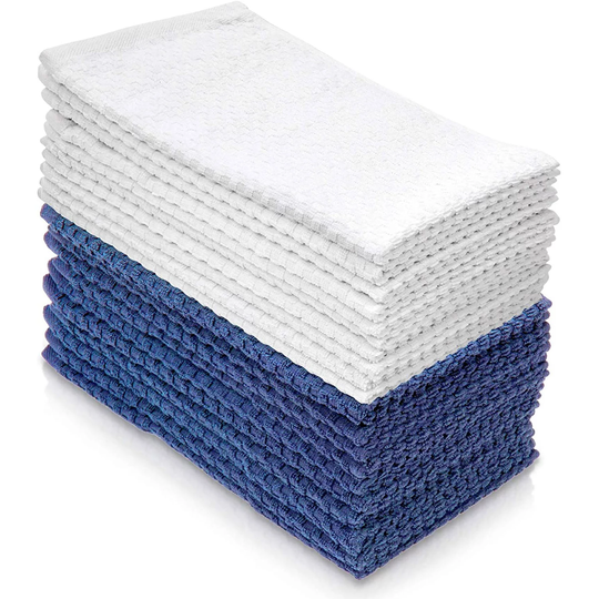 Hometex 100% Cotton Popcorn Textured Hand Towels 10-pk. (16" x 27"), Blue and White