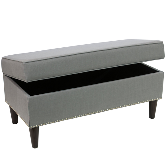 Cara Gray Nail Button Storage Bench