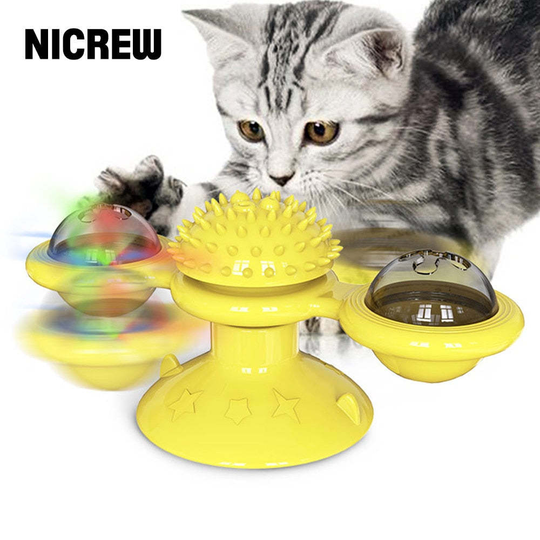 Windmill Cat Toys Puzzle Whirling Turntable Brush for Playing with Kitten Cat Pl