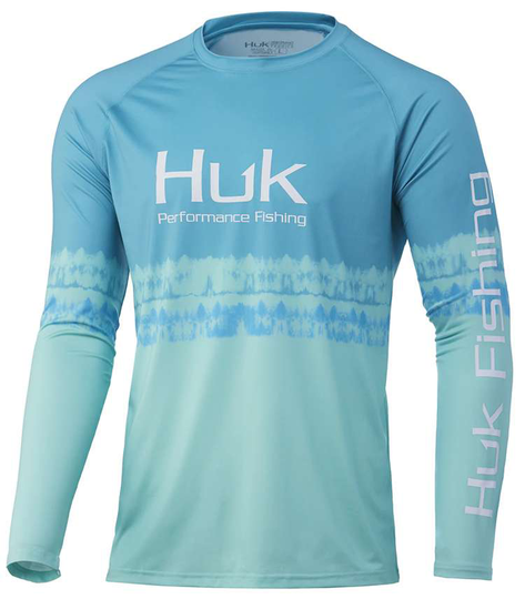 Huk Salt Stripe Pursuit Long Sleeve Shirt - Porcelain Blue - 2X-Large