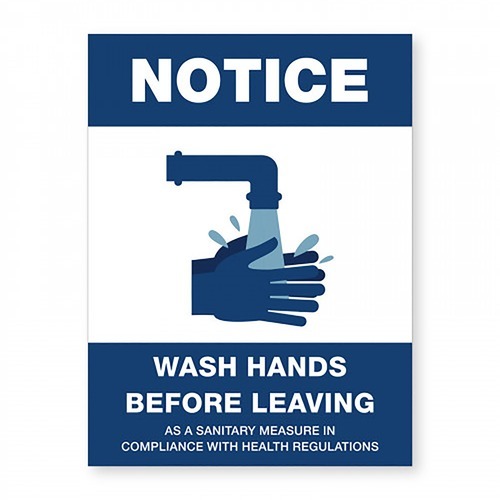 Lorell NOTICE Wash Hands Before Leaving Sign