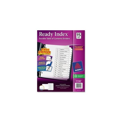 Avery Ready Index 15 Tab Dividers, Customizable TOC, 1 Set (11142)