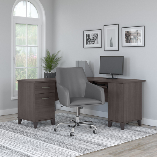 Somerset Storm Grey L Shaped Desk And Chair