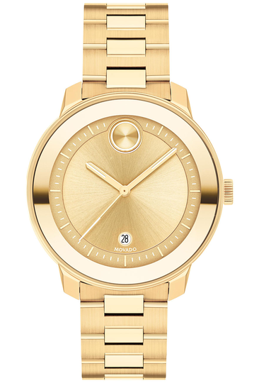 Movado BOLD Verso Yellow Gold-Tone Metallic Dial & Ion-Plated SS Link Bracelet Watch, 38mm
