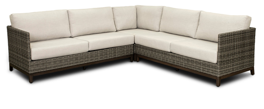 Nevis Woven Gray 3 Piece Patio Sectional with Sunbrella Fabric