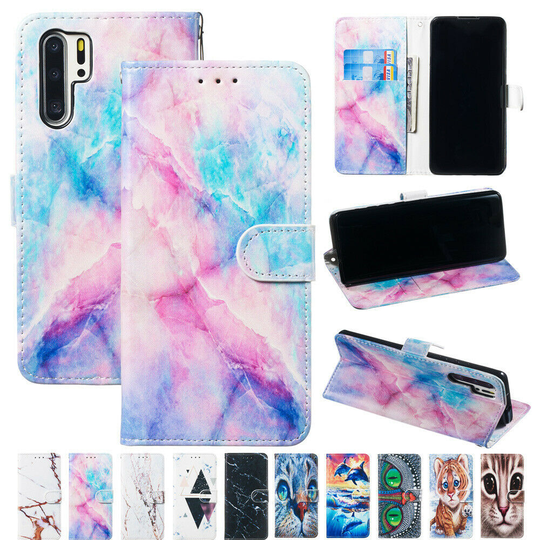 For Samsung A01 S20+ A51 A71 Note 10+ Patterned Magnetic Leather Wallet Cover