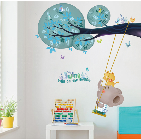 Angel Kids Friends Swing Wall Decals Nursery Baby Wall Stickers Child Home Decor