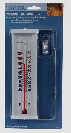 TAYLOR Large ~Easy To Read~ Window Thermometer w/ Bracket Adjustable 5316