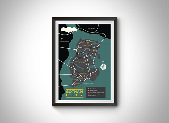 Gotham City Map Wall Art
