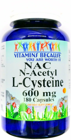 NAC N-Acetyl Cysteine 600mg Per Serving Free Form 180 Capsules