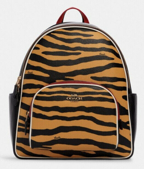Neuf Coach C6987 Escarpin Sac à Dos Imprimé Tigre Miel / Noir Multi