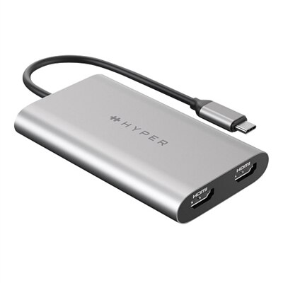 Hyper HyperDrive Dual - Adapter - USB-C to HDMI, USB-C - space gray - USB Power Delivery (100W), 4K30Hz, 4K60Hz