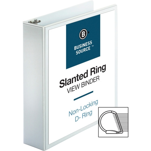 Business Source Basic D-Ring White View Binders