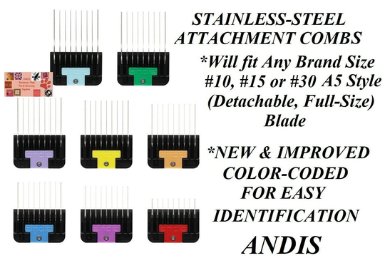 ANDIS STAINLESS STEEL GUIDE ATTACHMENT BLADE COMB FIT AGC AG,Oster A5 A6,Wahl KM