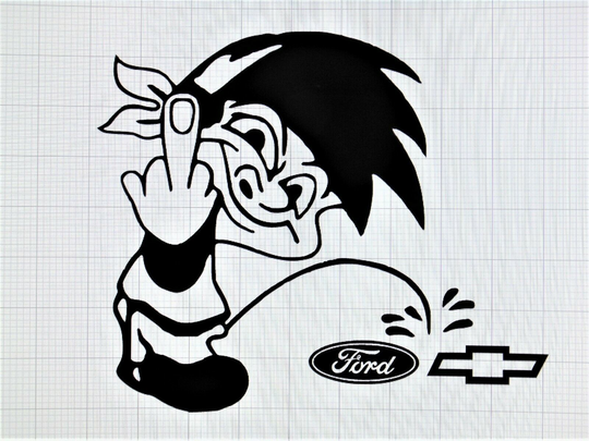 Calvin Pee On Ford & Chevy Die-Cut Vinyl Indoor Outdoor Car Window Decal Sticker