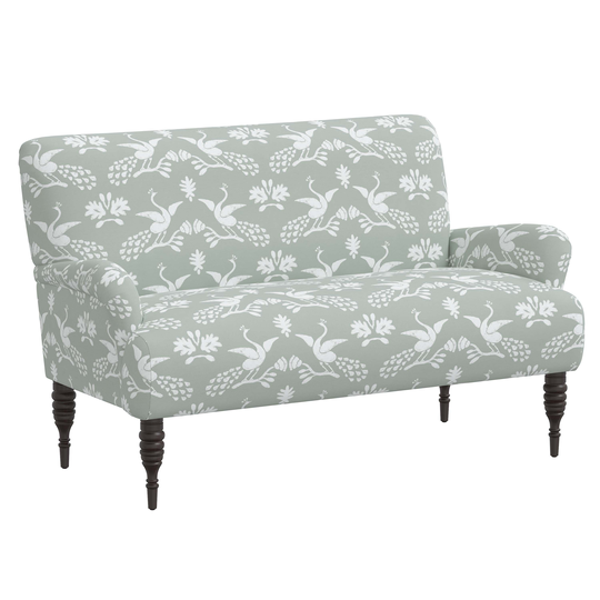 Sammie Silk Peacocks Mist Rounded Arm Settee