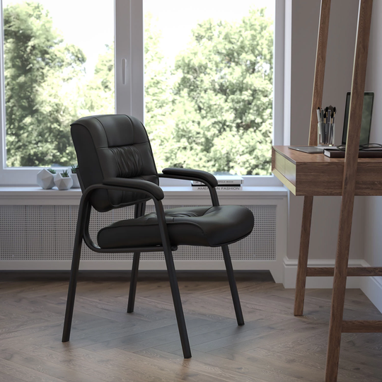 Flash Furniture Leather Reception Chair, Black