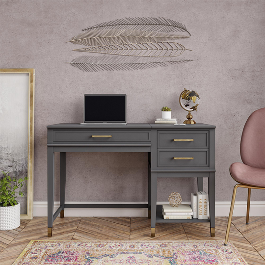 Westerleigh Gray Lift-Top Computer Desk
