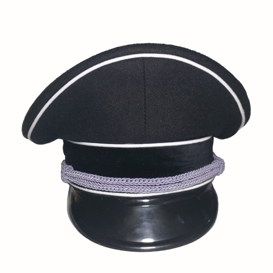 L XL GERMAN WW2 M32 HAT Black OFFICER WOOL CAP CRUSHER