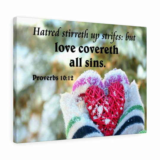 Bible Verset Toile Amour Covereth Tout Sins Proverbes 10 : 12 Chrétien Home