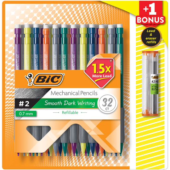 BIC mechanical pencils in assorted colors.