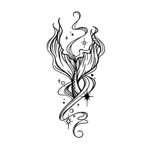 1 Sheet Elf Fishtail Temporary Tattoo Mermaid Ink Realistic Fake Tattoo Long Las