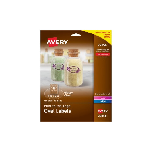 Avery® Glossy Clear Oval Labels, 1-1/2" x 2-1/2" , 180 Labels (22854)