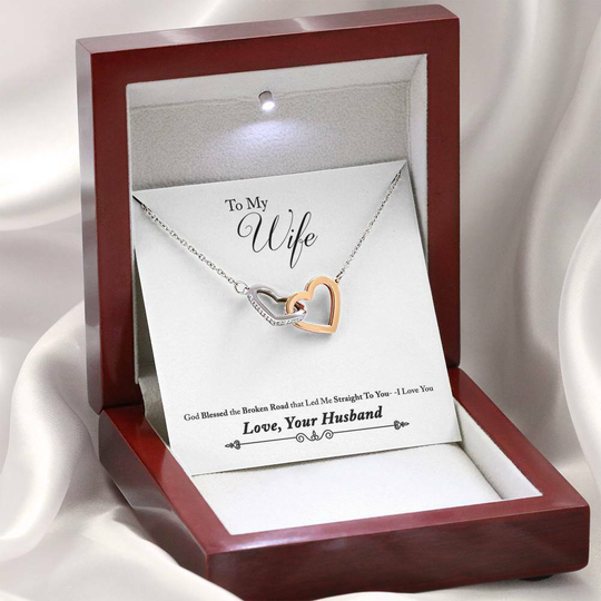 Pour Mon Femme Dieu Béni Le Cassé Piste Inséparable Pendentif 18k Rose Gol