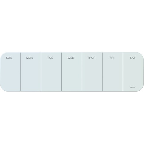 U Brands Magnetic Glass Dry Erase Weekly Calendar Board, Only for use with HIGH Energy Magnets, 5.5