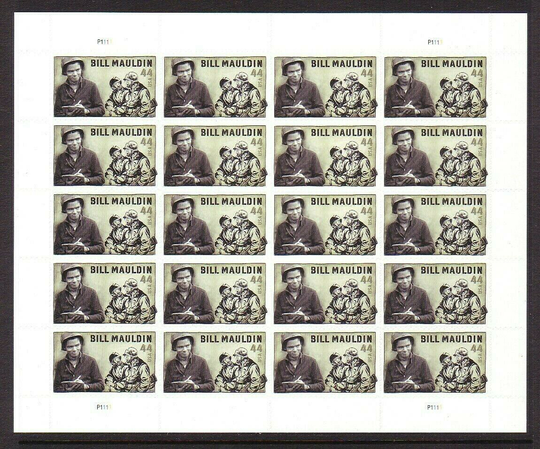 Bill Mauldin Sheet of Twenty 44 Cent Postage Stamps Scott 4445
