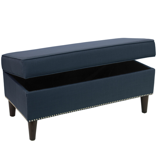 Cara Navy Nail Button Storage Bench