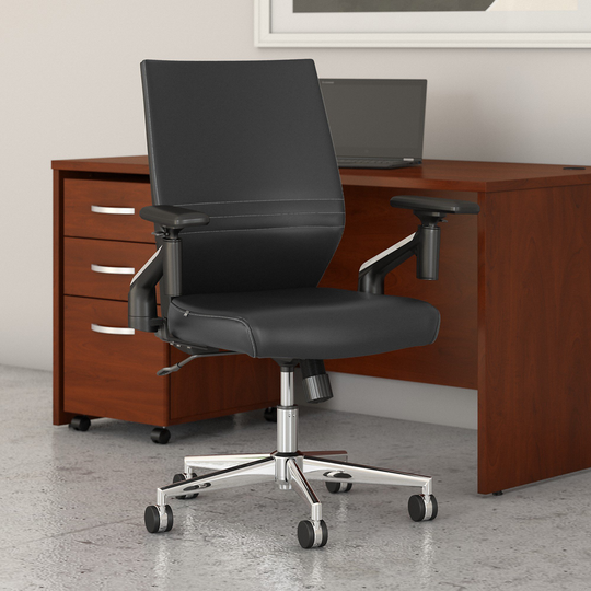 Laguna Black Leather Mid Back Task Chair