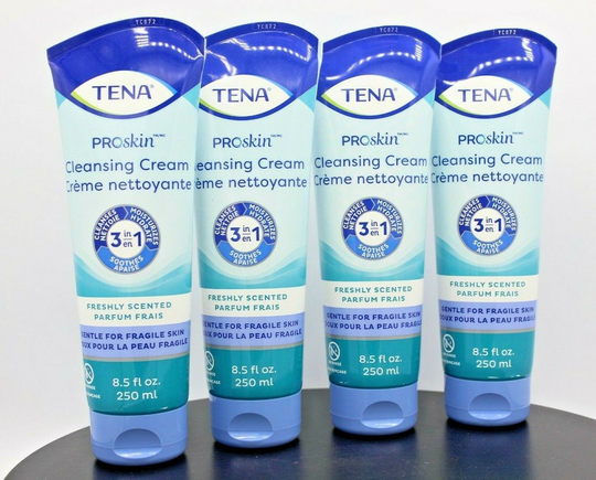 4 Pack! Tena ProSkin Cleansing Cream 3-in-1, Gentle for Fragile Skin, 8.5oz each