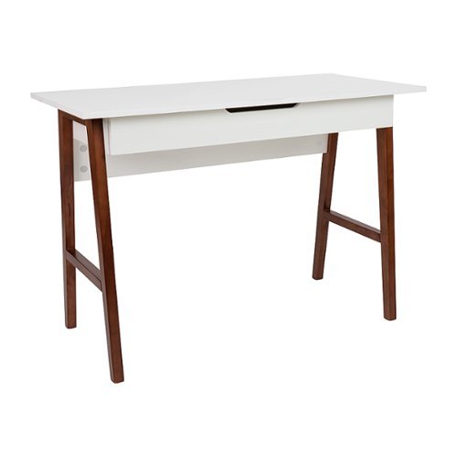 Flash Furniture - Home Office Writing Computer Desk with Drawer - Table Desk for Writing and Work - White/Walnut