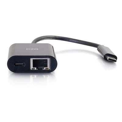 C2G USB C to Ethernet Multiport Adapter Hub - 60W PD - Type-C - Black