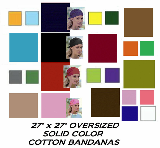 27" OVER SIZE XL SUPER BIG SOLID COLOR BANDANA Head Wrap Neck Scarf Face Mask