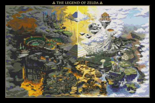 Counted Cross Stitch Pattern the legend of zelda map 441*294 stitches BN1125