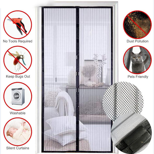 Reinforced Magnetic Screen Door Curtain Anti Mosquito Insect Fly Bug Curtains Au