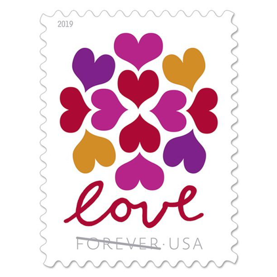 USPS Heart Blossom 5 Sheets of 20 Forever First-Class Postage Stamps (100 Count)